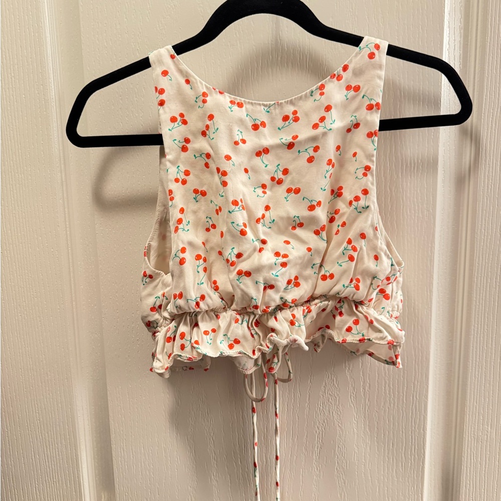 Zara Cherry Patterned Crop Top - image 4